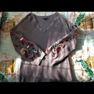 Purple Embroidered Sweater